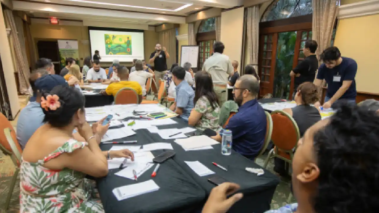Trabajo durante el taller nacional que reunió a actores de la pesca deportiva y turística de todo el país en octubre del 2025. Fotografía de Mónica Quesada Cordero / Cortesía de FECOP